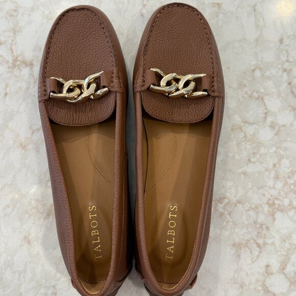 NWOB Talbots Everyson Leather Chain Driving Loafers - Brown (Size: 10) - Picture 2 of 4